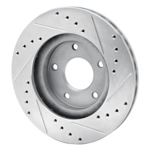 Infiniti I30 Brake Rotor (1) - Front Left - R1 Concepts - Drilled & Slotted - Silver - `99-`01